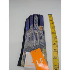Love Of Fashion Gloves Womens One Size Van Gogh Church Art Print Purple